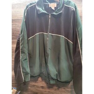 VTG 90s Bill Blass Color Block Green/ BLK Full Zip Windbreaker Jacket XL EUC